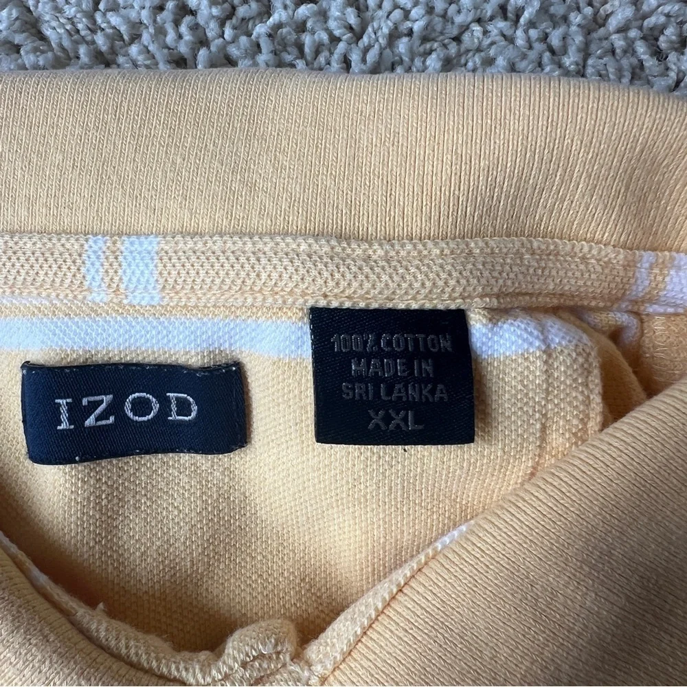 Men’s Yellow Izod Golf Shirt Size XXL Collared Striped B9